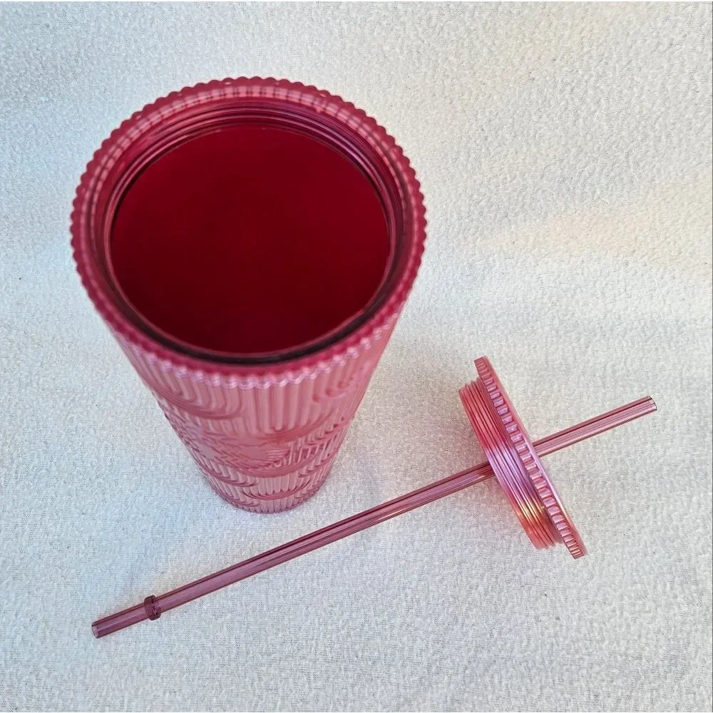 Starbucks Dusty Rose Pink Shimmer Shell Mermaid Scales Tumbler 24oz
